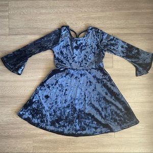 1st Kiss Blue Crushed Velvet Dress
